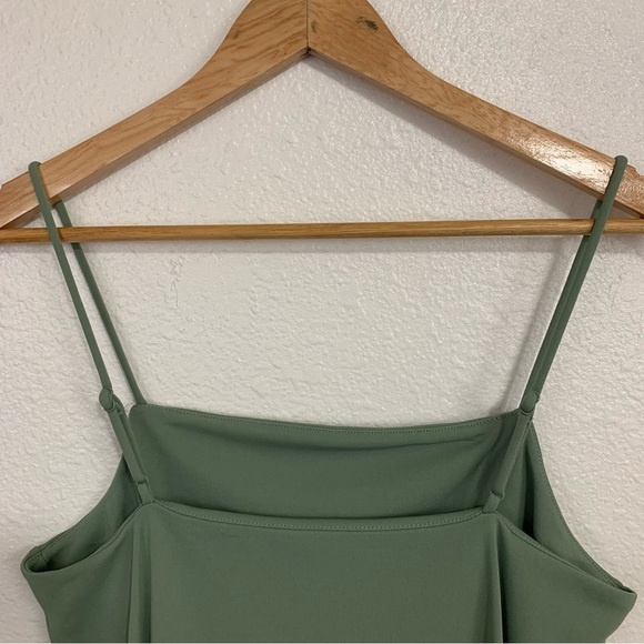 H&M Light Olive Green 90s Style Slip Dress Size S - Picture 5 of 9